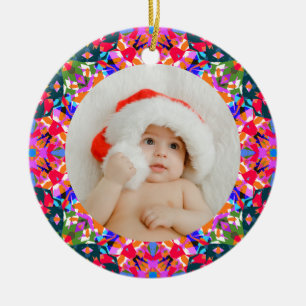 Custom Photo Merry Christmas Modern Colourful Ceramic Tree Decoration
