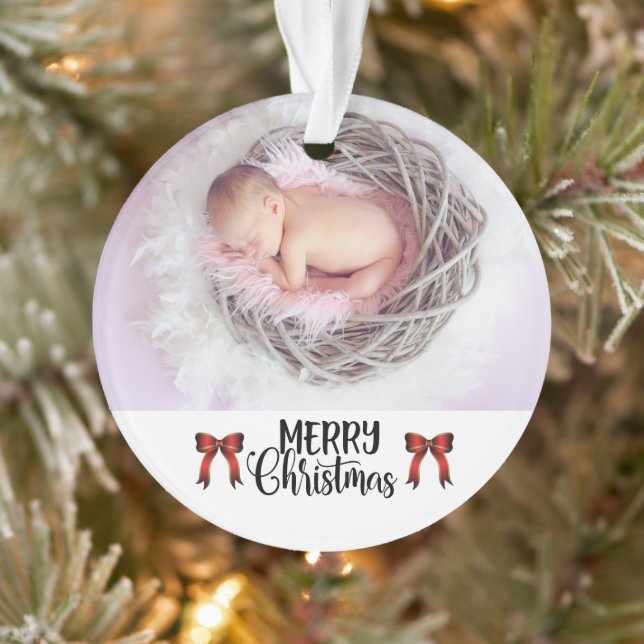 CUSTOM PHOTO Merry Christmas Ornament (Tree)
