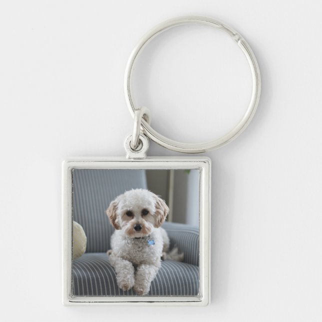  Custom Photo Metal Square Charm Key Ring (Front)