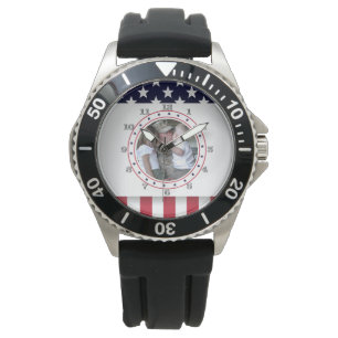Custom Photo Military Family USA Flag Patriotic Watch