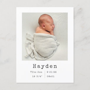 Custom Photo Minimalist Baby Announcement Quote