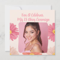 Custom Photo Mis Quince Flores Quinceañera Rosa