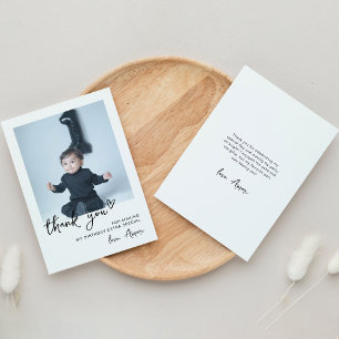 Custom Photo Modern 1st Birthday Party Thank You Card
