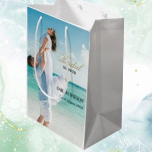 Custom Photo Modern Beach Wedding Medium Gift Bag