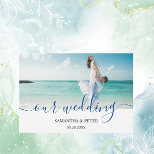 Custom Photo Modern Beach Wedding  RSVP Card