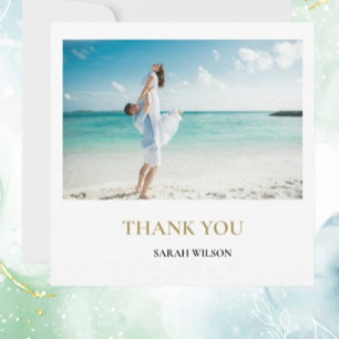 Custom Photo Modern Beach Wedding Thank You