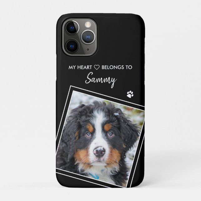 Custom Photo Modern Black Dog Case-Mate iPhone Case (Back)