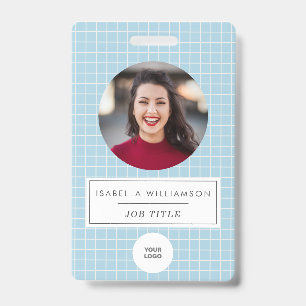 Custom Photo Modern Blue Professional Creative ID Badge