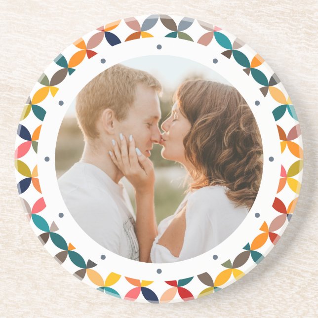 Custom Photo Modern Colourful Personalised Coaster (Front)