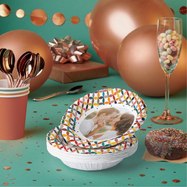 Custom Photo Modern Colourful Personalised Paper Plate (Multi)