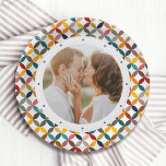 Custom Photo Modern Colourful Personalised Paper Plate<br><div class="desc">Custom Photo Modern Colourful Personalised Paper Party Plates features a colourful modern geometric pattern with your favourite photo in the centre. PHOTO TIP: centre your photo prior to uploading to Zazzle. Designed by Evco Studio www.zazzle.com/store/evcostudio</div>