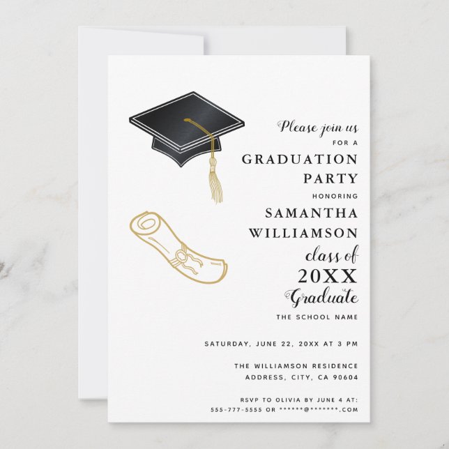 Custom Photo Modern Elegant Graduation Party Invitation (Front)