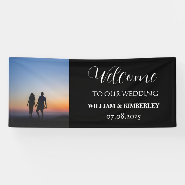 Custom Photo Modern Elegant Wedding Banner (Horizontal)