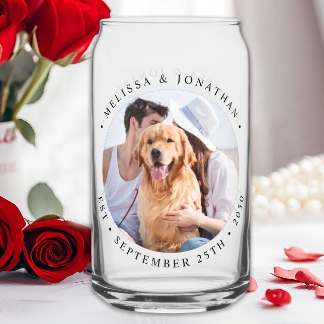Custom Photo Modern Elegant Wedding  Can Glass (Creator Uploaded)