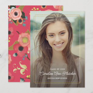 Custom Photo Modern Floral Graduation Announcement