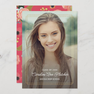 Custom Photo Modern Floral Graduation Announcement