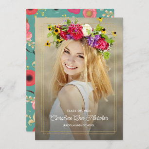 Custom Photo Modern Floral Graduation Announcement