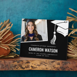Custom Photo Modern Hat and Tassel Graduation  Plaque