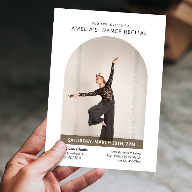 Custom Photo Modern Minimalist Dance Recital Invitation (Custom Photo Modern Minimalist Dance Recital Invitation)