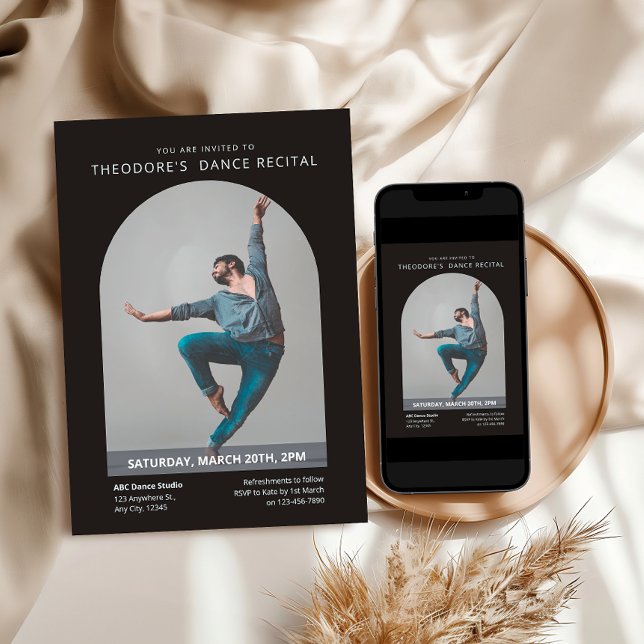 Custom Photo Modern Minimalist Dance Recital Invitation (Custom Photo Modern Minimalist Dance Recital Invitation)