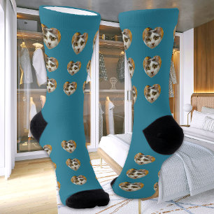 Custom Photo Modern Personalised Teal Blue Socks
