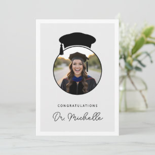 Custom Photo Modern PhD Doctorate Degree Graduate Card