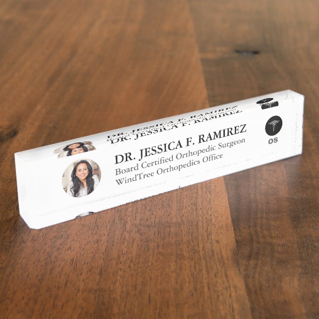 Custom Photo Modern Professional Office Nameplate (Side)