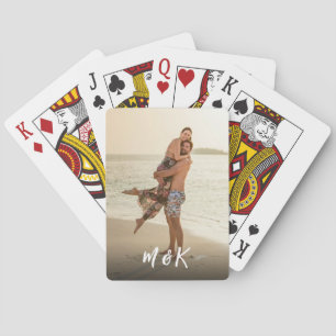 Custom Photo Modern Script Monogram Playing Cards