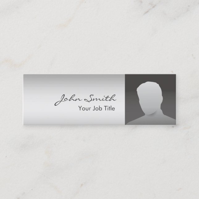 Custom Photo Modern Silver Mini Business Card (Front)