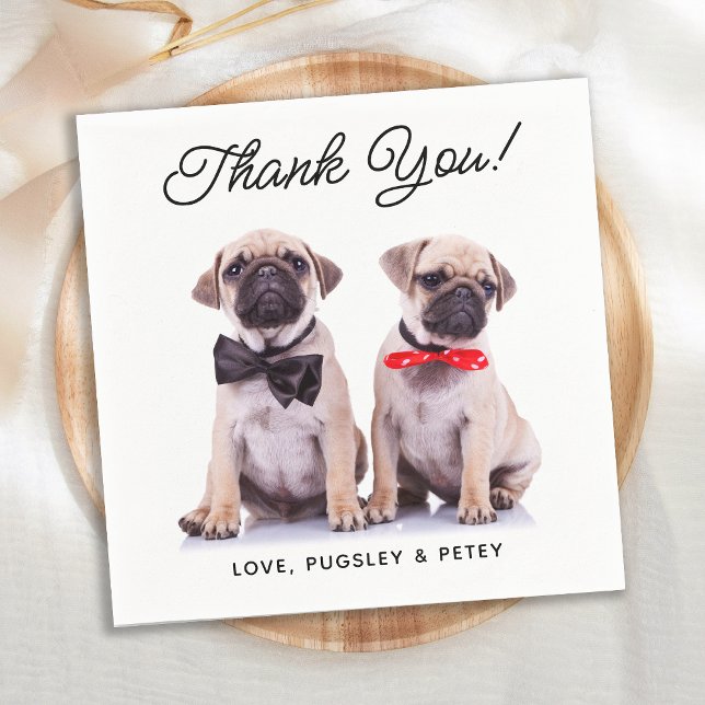 Custom Photo Modern Simple Cute Dog Pet Wedding Napkin (Creator Uploaded)