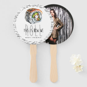 Custom Photo Modern Sushi Birthday Hand Fan