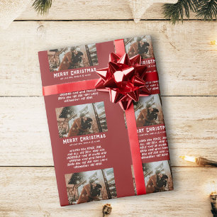 Custom Photo Modern Typography Message Christmas  Wrapping Paper