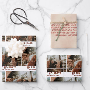 Custom Photo Modern Typography Message Christmas Wrapping Paper Sheet