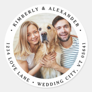  Custom Photo Modern Wedding Return Address  Classic Round Sticker