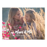 Custom Photo Modern Writing Scattered Pink Hearts