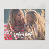 Custom Photo Modern Writing Scattered Pink Hearts