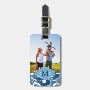 Custom Photo & Monogram Abstract Waves Luggage Tag
