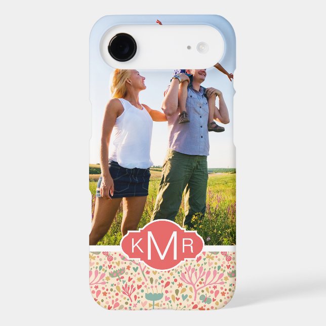 Custom Photo & Monogram Bright floral pattern Case-Mate iPhone Case (Back)