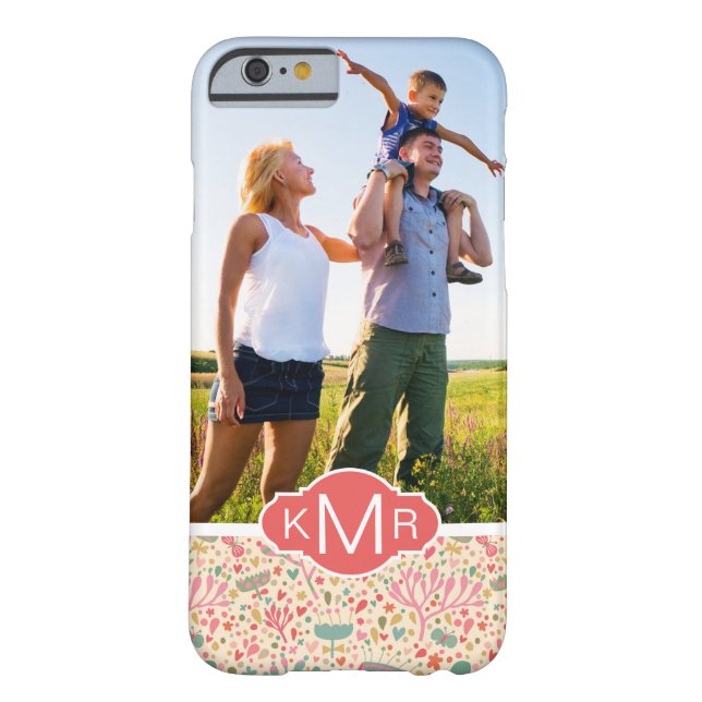 Custom Photo & Monogram Bright floral pattern Case-Mate iPhone Case (Back)