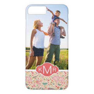 Custom Photo & Monogram Bright floral pattern Case-Mate iPhone Case