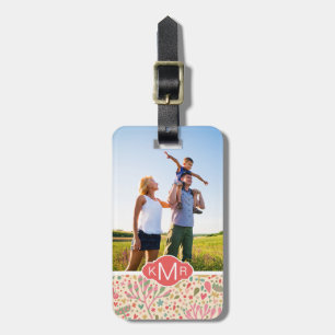 Custom Photo & Monogram Bright floral pattern Luggage Tag