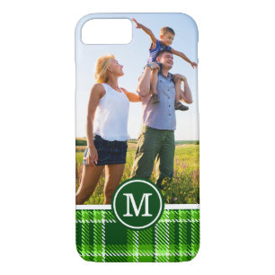 Custom Photo & Monogram Chequered Green Pattern Case-Mate iPhone Case