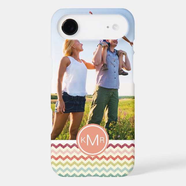 Custom Photo & Monogram Chevron Pattern 4 Case-Mate iPhone Case (Back)
