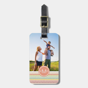 Custom Photo & Monogram Chevron Pattern 4 Luggage Tag
