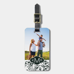 Custom Photo & Monogram Damask Luggage Tag