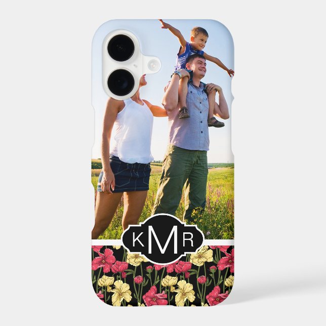 Custom Photo & Monogram Elegant floral pattern 2 (Back)