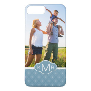 Custom Photo & Monogram Fleur-de-lis pattern iPhone 8 Plus/7 Plus Case