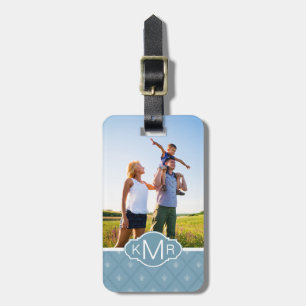 Custom Photo & Monogram Fleur-de-lis pattern Luggage Tag