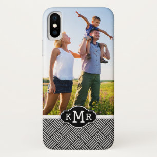 Custom Photo & Monogram Geometric checked texture Case-Mate iPhone Case