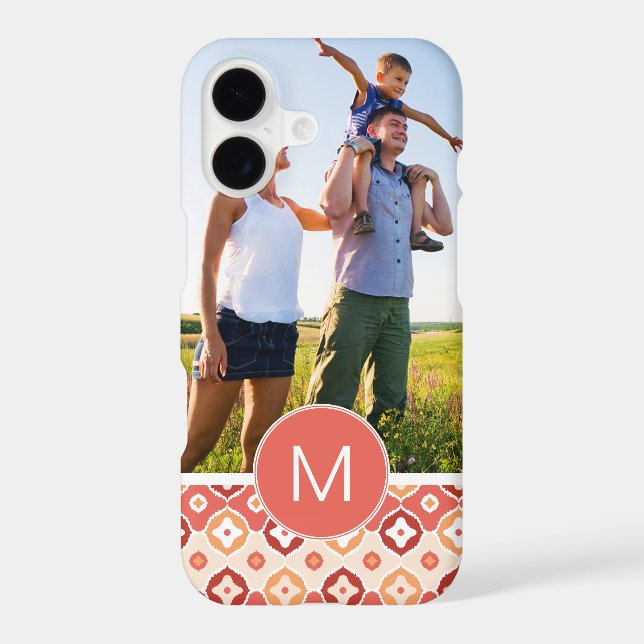 Custom Photo & Monogram Golden Ikat Pattern (Back)